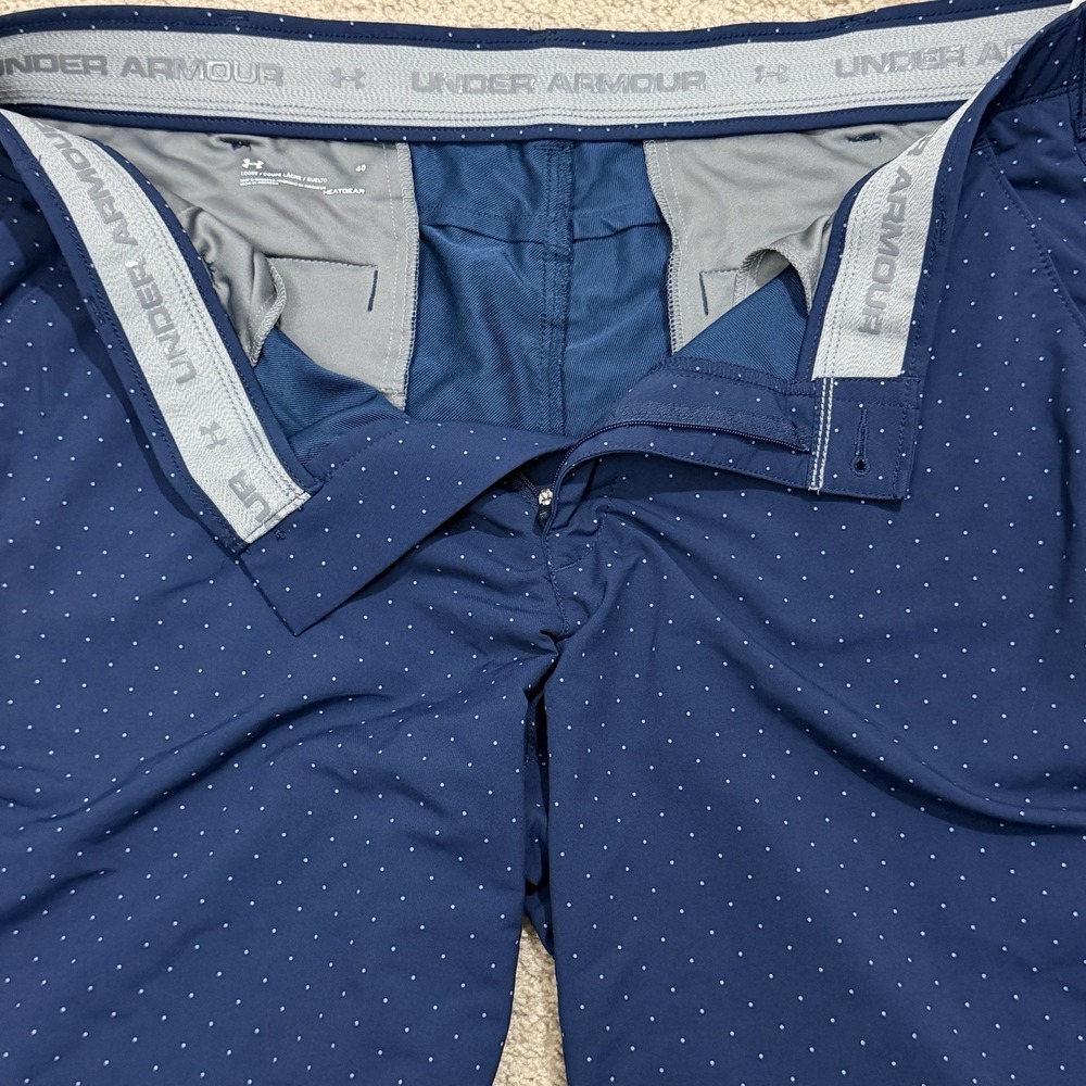 Under Armour Men's HeatGear Loose Golf Shorts Navy Polka Dot Size 40 - Picture 7 of 12